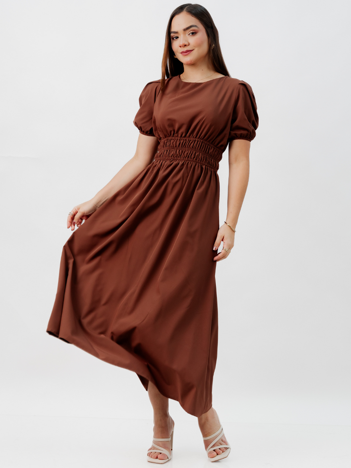 VESTIDO CASUAL LARGO THALIA CHOCOLATE