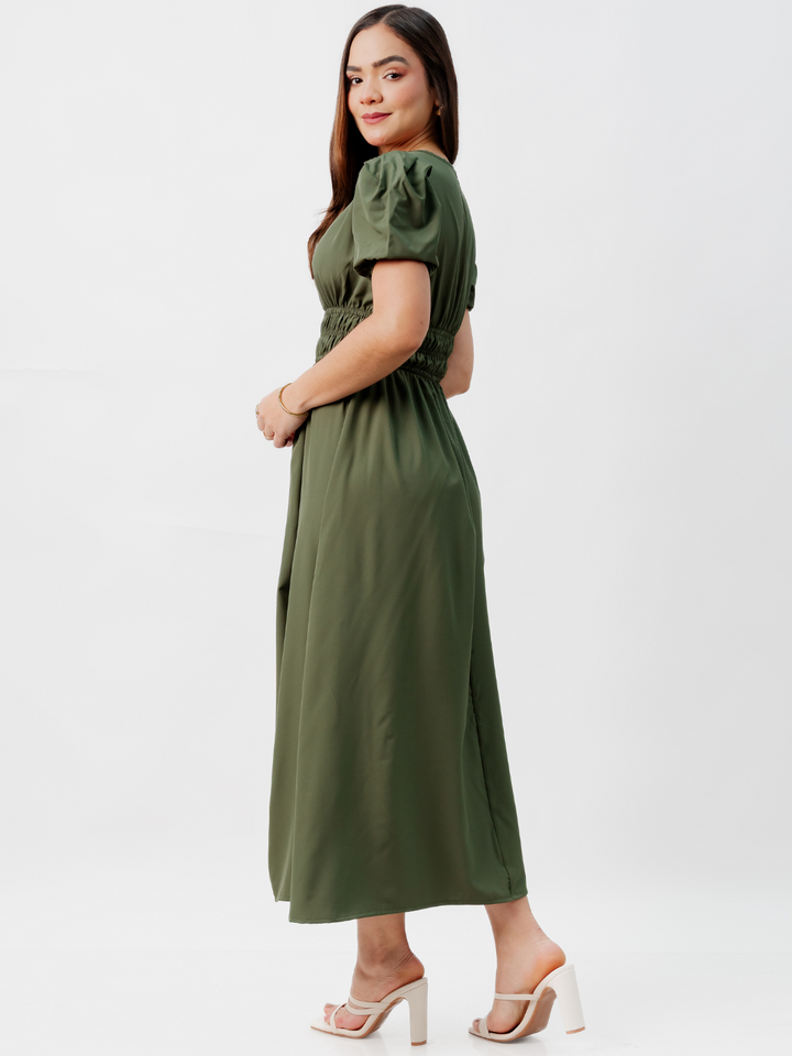 VESTIDO CASUAL LARGO THALIA VERDE