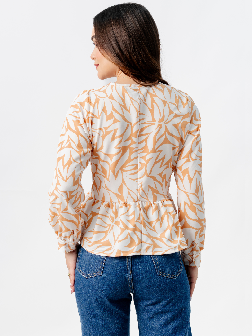 BLUSA PEPLUM MANGA LARGA BEATRIZ DURAZNO