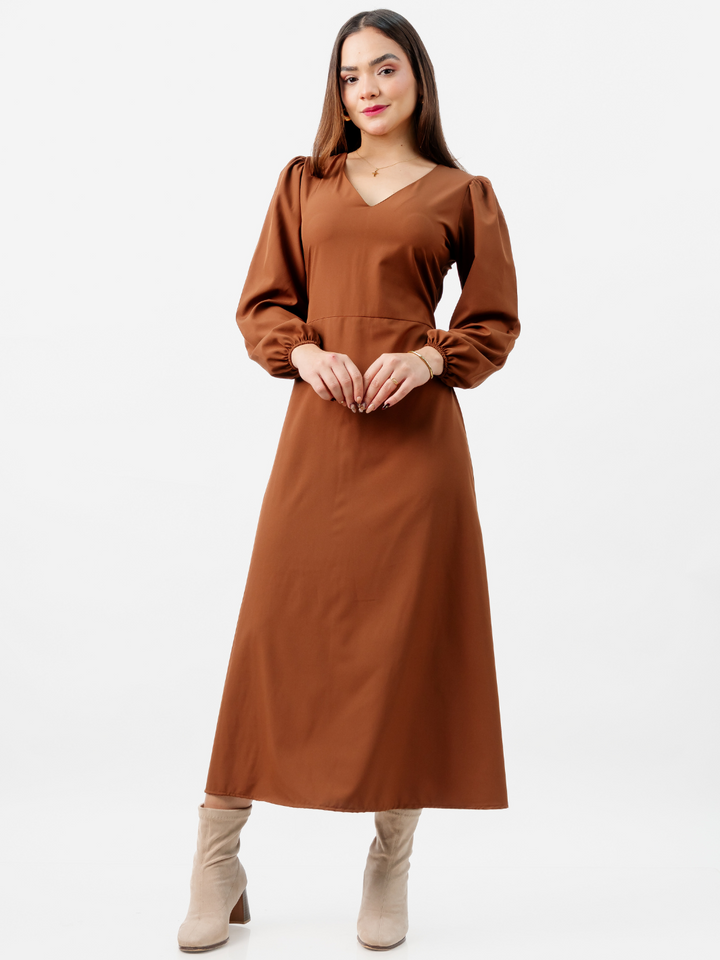 VESTIDO LARGO BRITISH MARRON