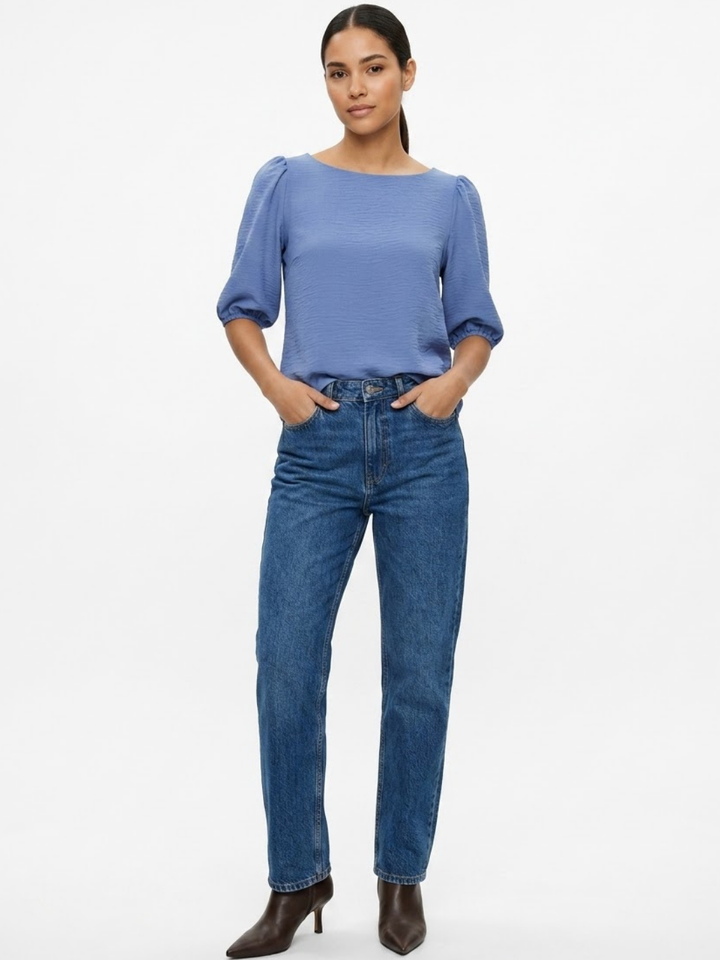BLUSA MANGA 3/4 CON CUELLO OJAL LIVIA ITALIANO