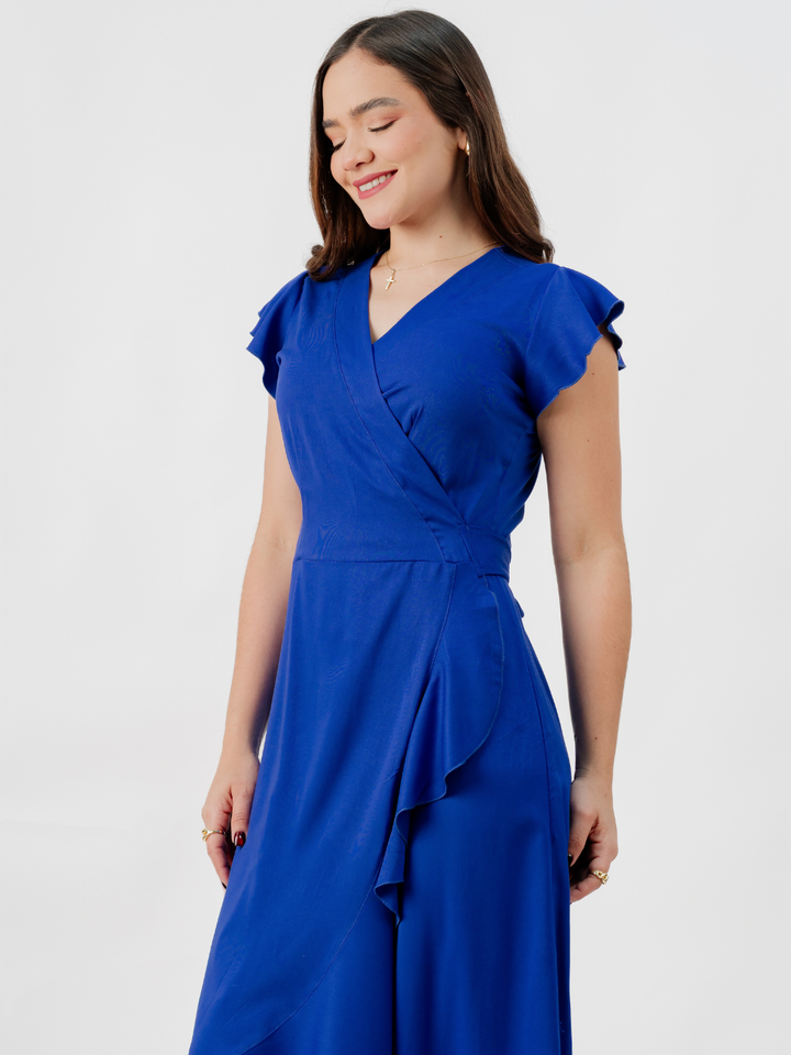 VESTIDO ENVOLVENTE MICAELA AZULINO