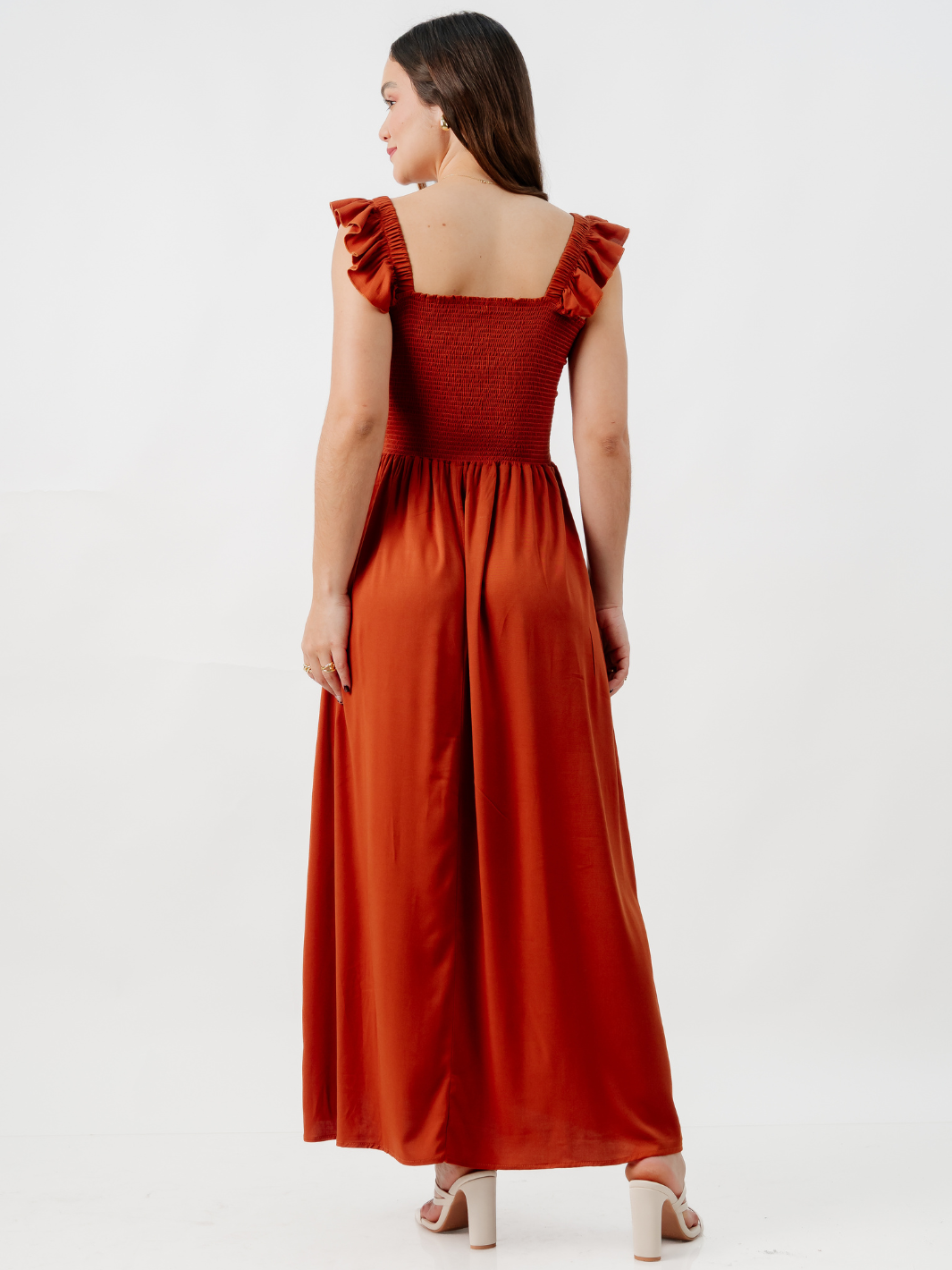 VESTIDO CASUAL LARGO SANDY RUST