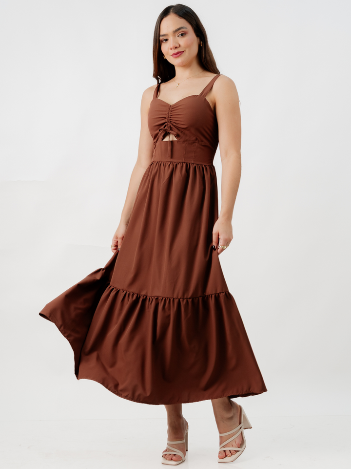 VESTIDO CASUAL LARGO EMILY CHOCOLATE