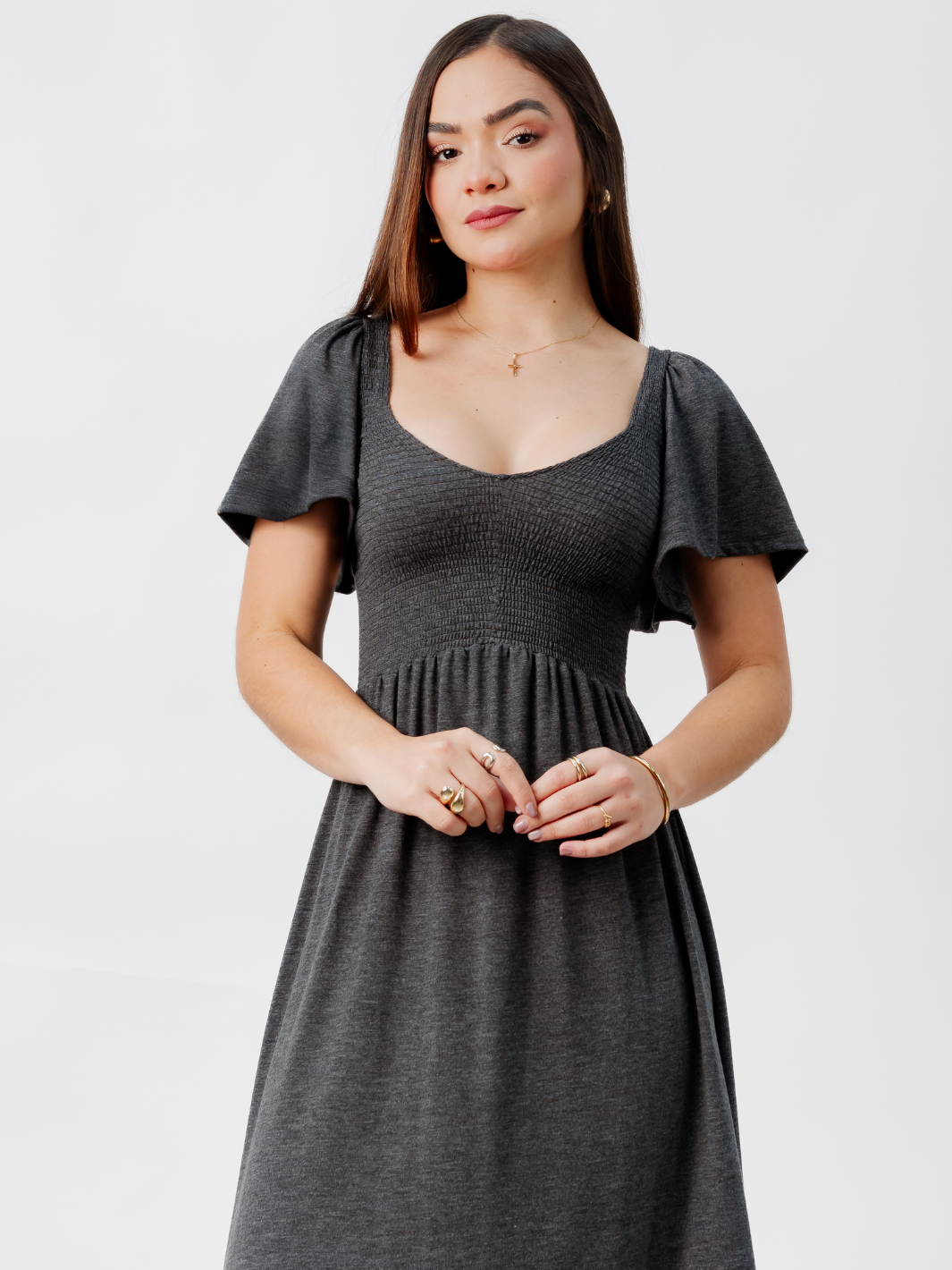 VESTIDO CASUAL DESIREE GRIS