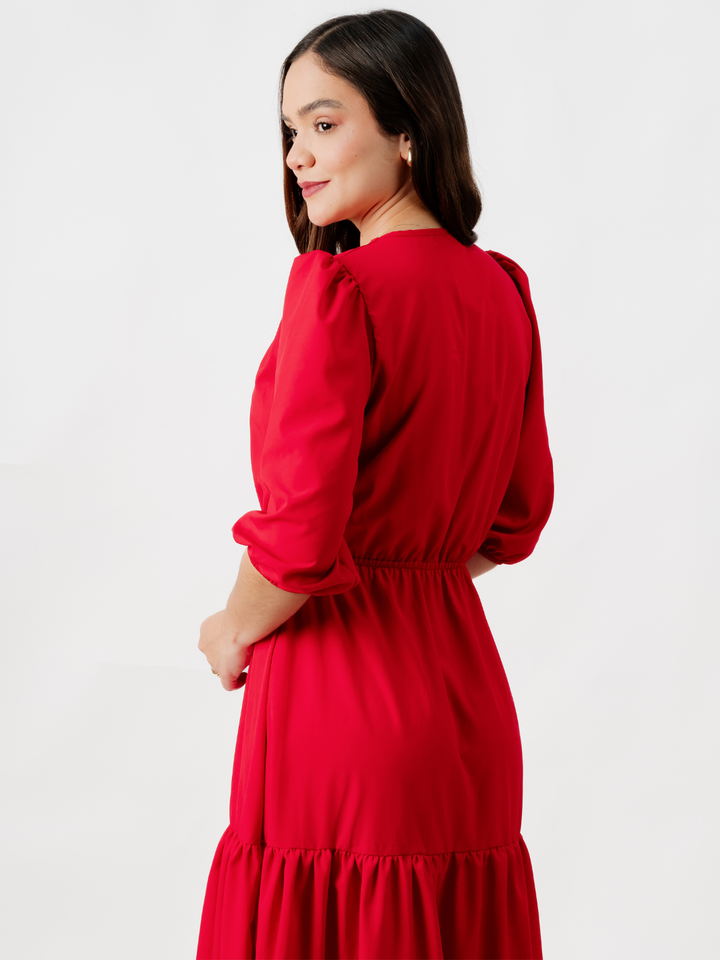 VESTIDO CASUAL LARGO CONSUELO ROJO