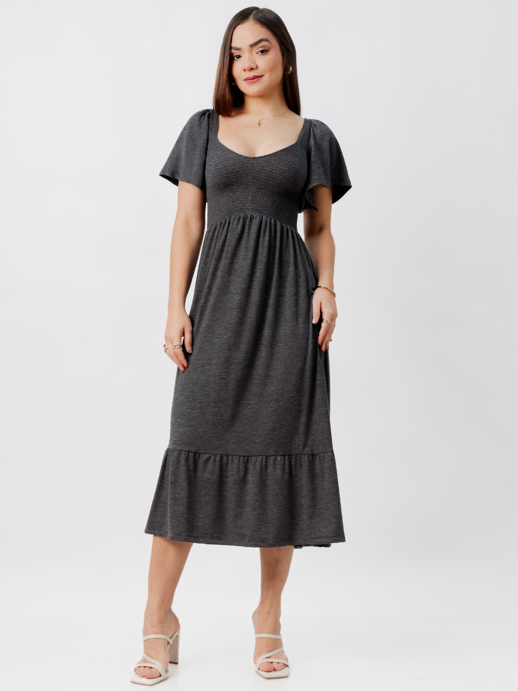 VESTIDO CASUAL DESIREE GRIS