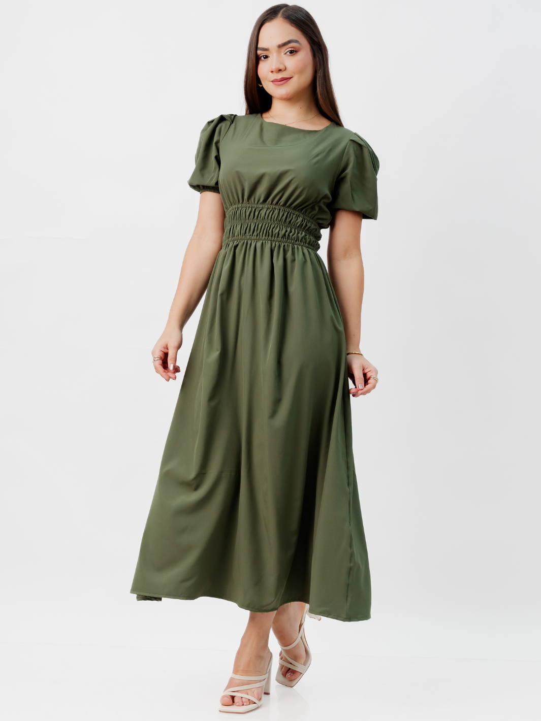 VESTIDO CASUAL LARGO THALIA VERDE