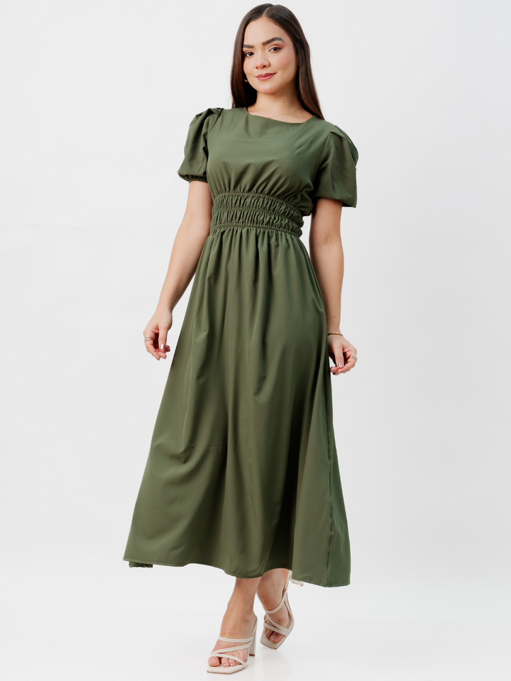 VESTIDO CASUAL LARGO THALIA VERDE