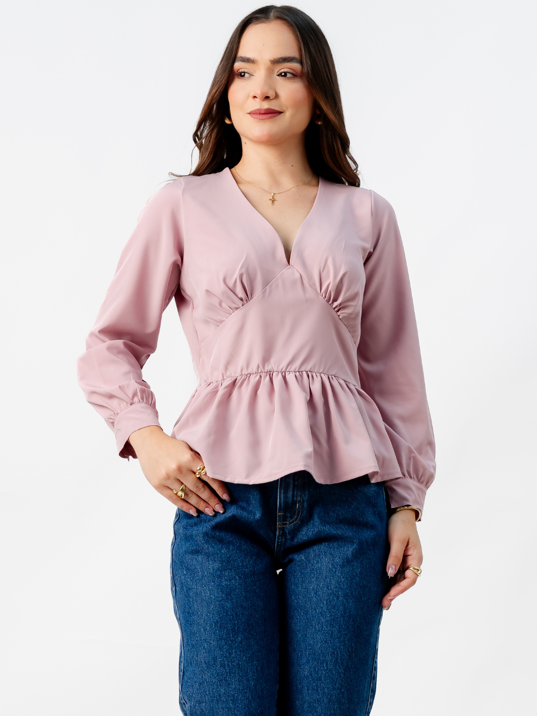 BLUSA PEPLUM MANGA LARGA BEATRIZ ROSA