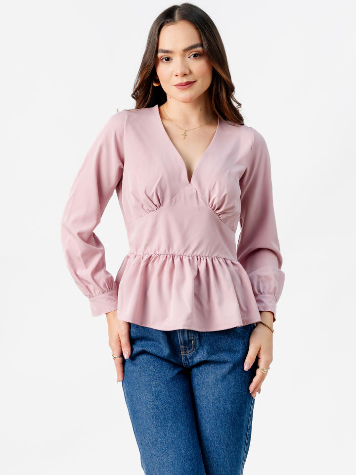 BLUSA PEPLUM MANGA LARGA BEATRIZ ROSA