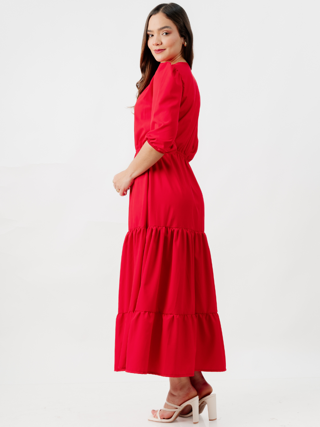 VESTIDO CASUAL LARGO CONSUELO ROJO