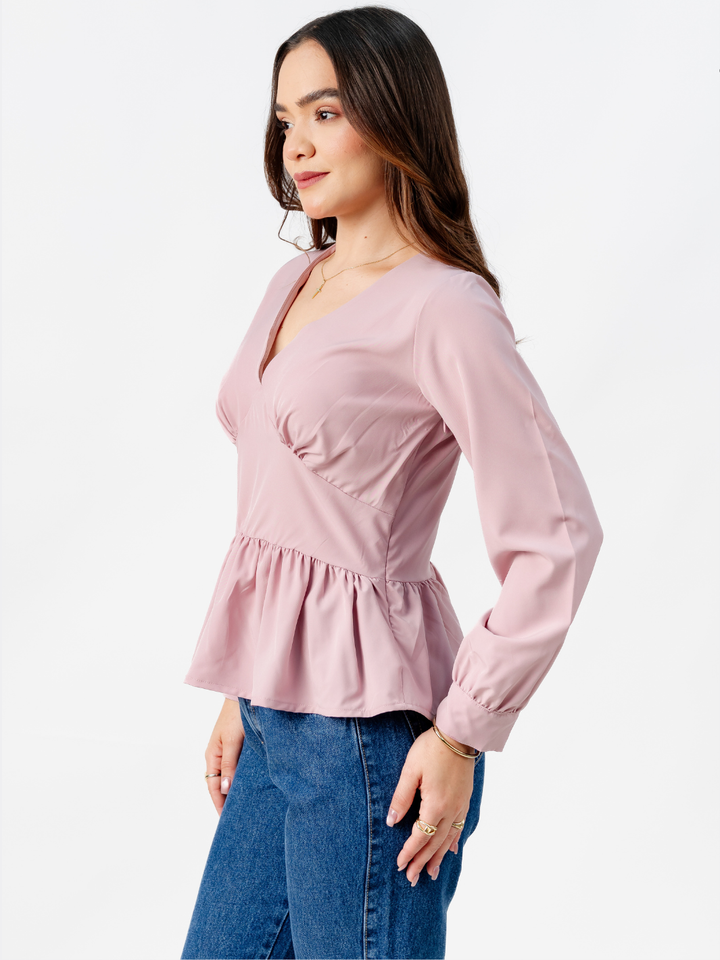 BLUSA PEPLUM MANGA LARGA BEATRIZ ROSA