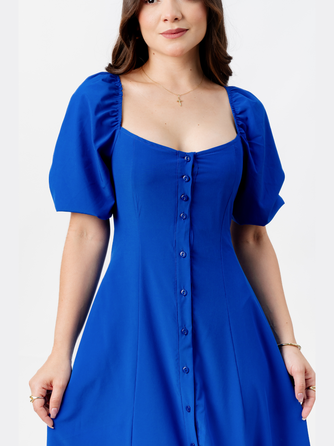 VESTIDO LARGO CON BOTONES MAGDALENA AZULINO