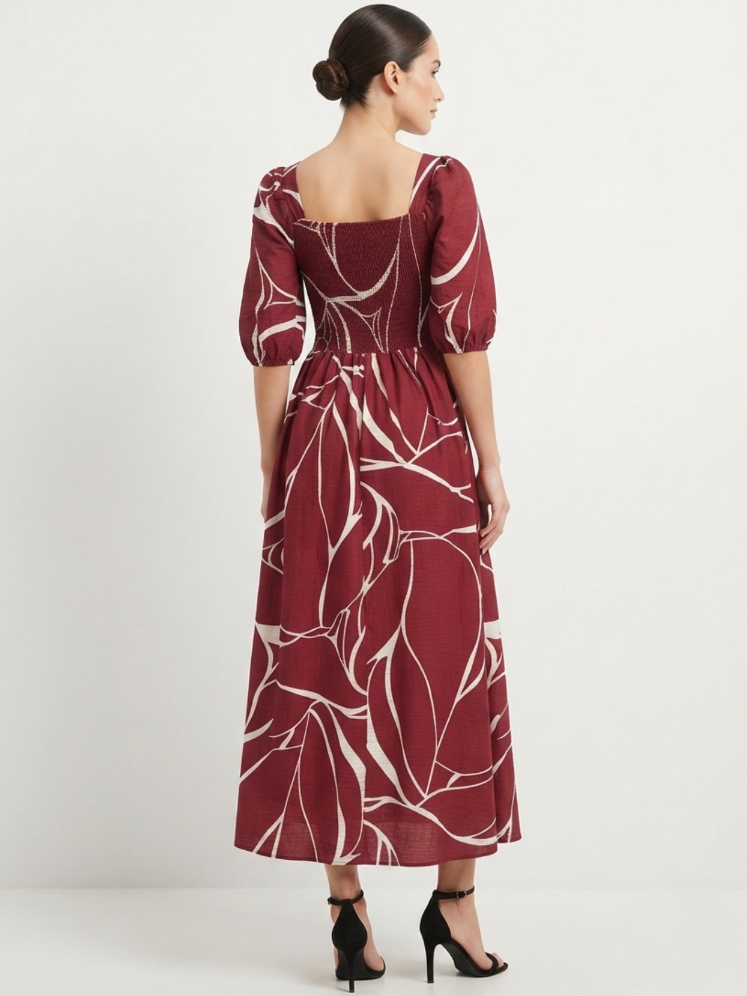 VESTIDO LARGO CON ESCOTE CORAZON FIORELLA VINO / PERLA