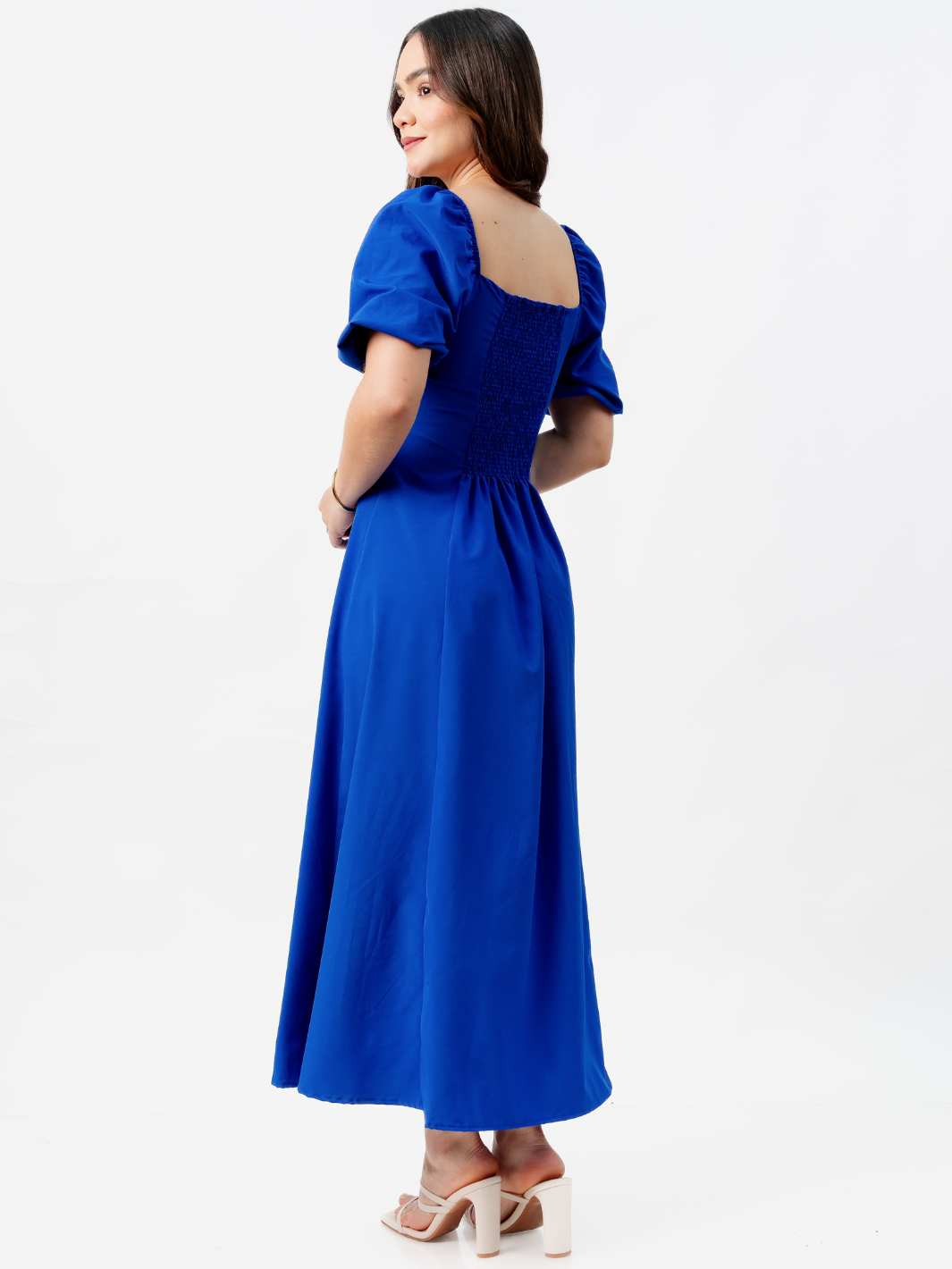 VESTIDO LARGO CON BOTONES MAGDALENA AZULINO