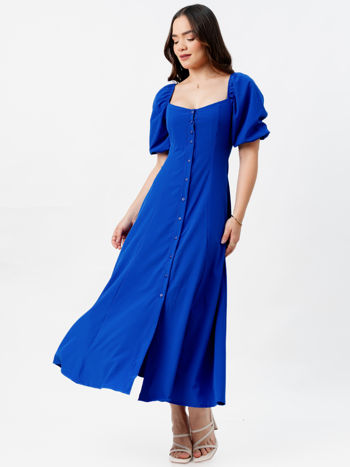 VESTIDO LARGO CON BOTONES MAGDALENA AZULINO