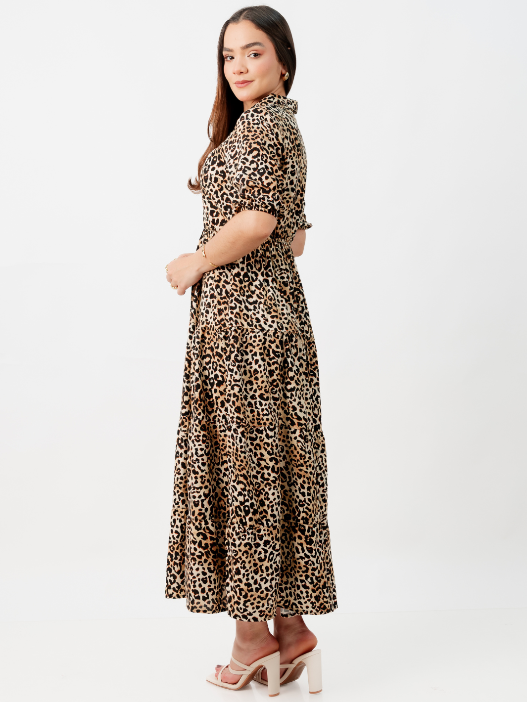 VESTIDO CAMISERO CON FALDA EN TIEMPOS ZAMIRA ANIMAL PRINT