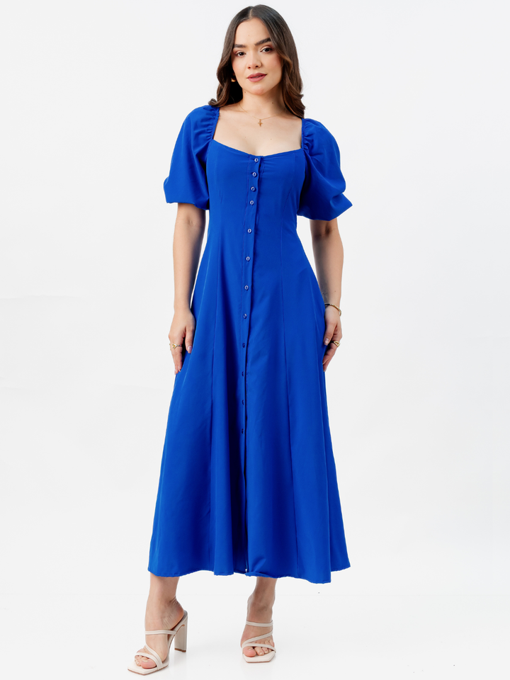 VESTIDO LARGO CON BOTONES MAGDALENA AZULINO