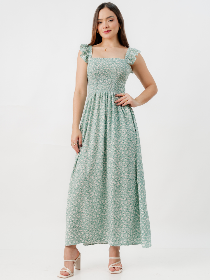 VESTIDO CASUAL LARGO SANDY CEMENTO