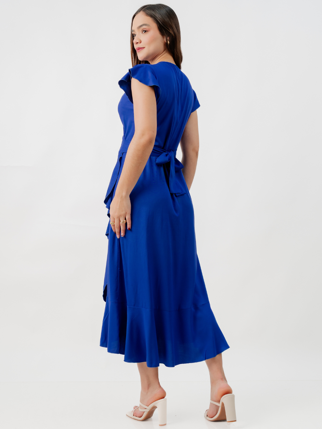 VESTIDO ENVOLVENTE MICAELA AZULINO