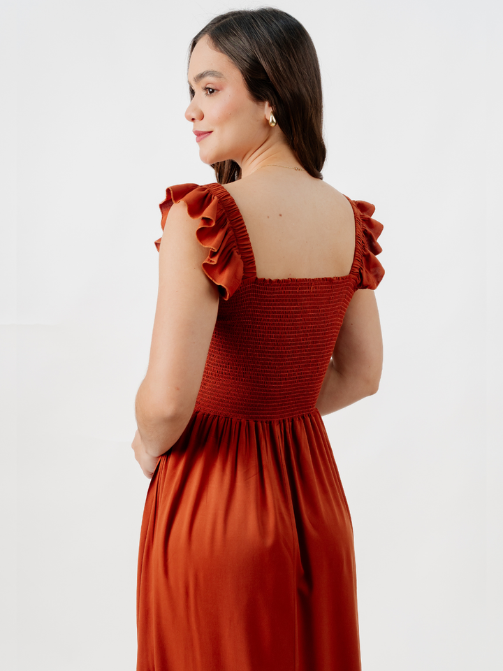 VESTIDO CASUAL LARGO SANDY RUST