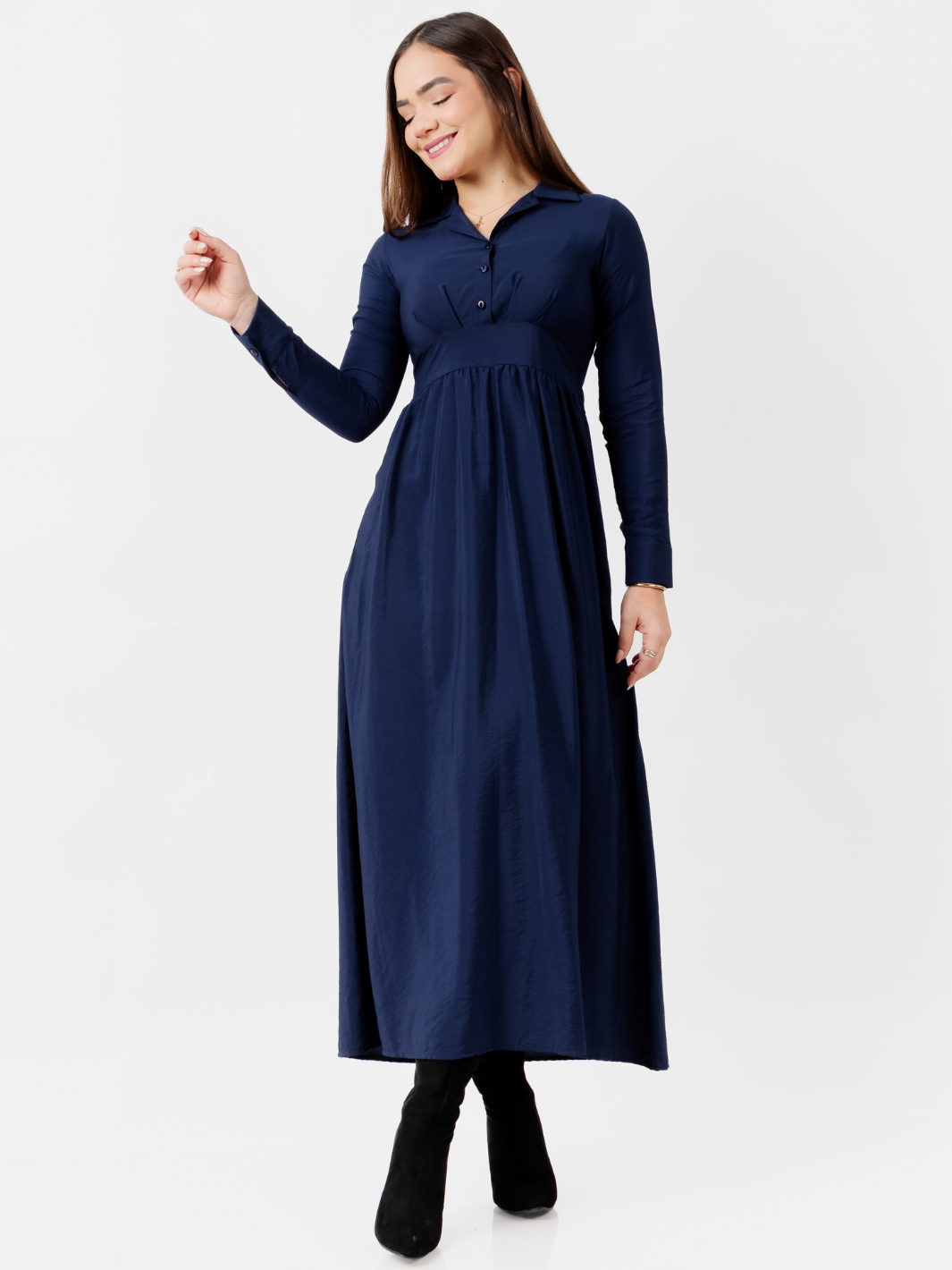 VESTIDO CAMISERO LARGO TATI AZUL