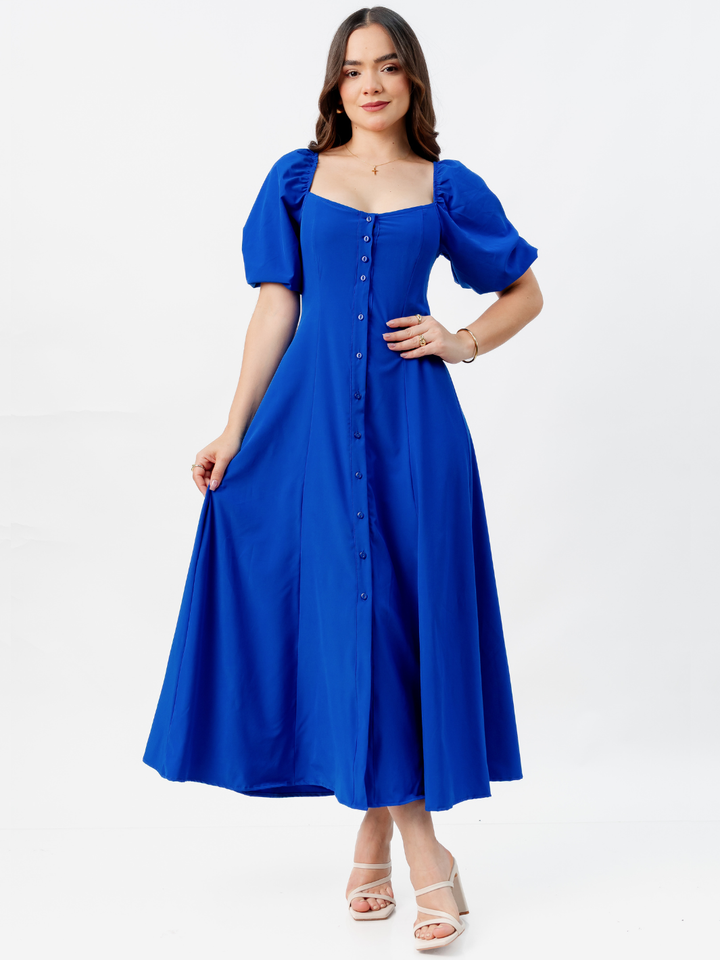 VESTIDO LARGO CON BOTONES MAGDALENA AZULINO