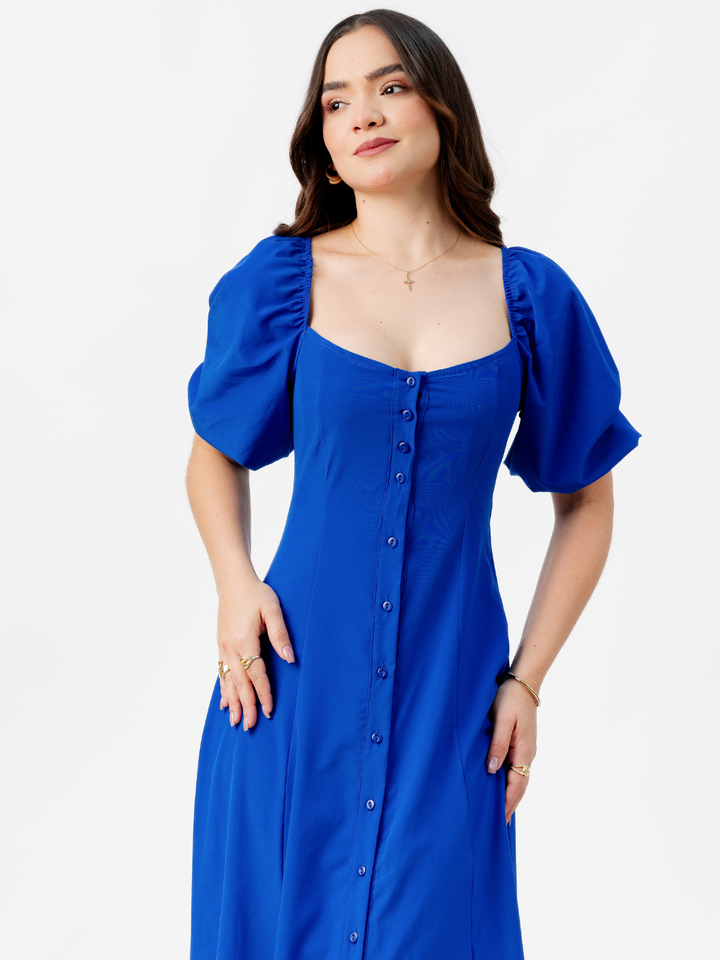 VESTIDO LARGO CON BOTONES MAGDALENA AZULINO