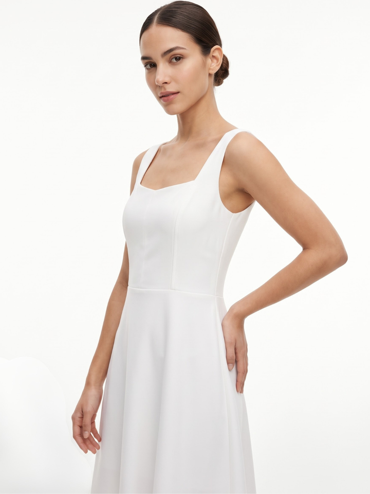 VESTIDO MIDI EN CORTE A SALLY BLANCO
