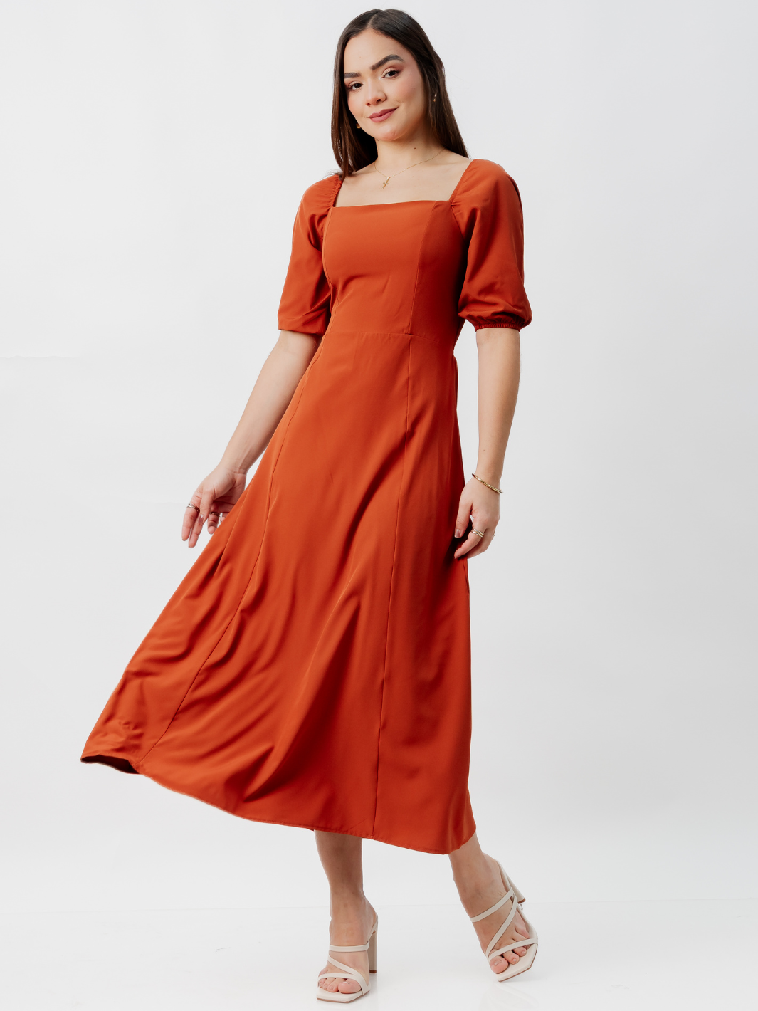 VESTIDO CASUAL LARGO ALONDRA RUST