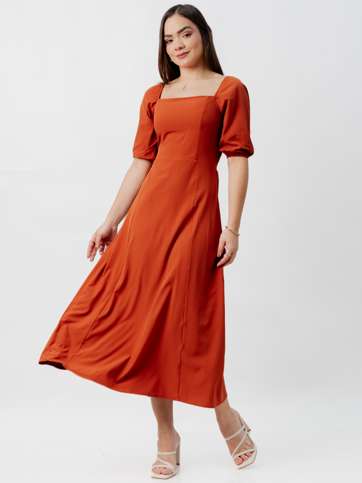 VESTIDO CASUAL LARGO ALONDRA RUST