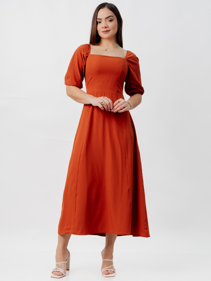 VESTIDO CASUAL LARGO ALONDRA RUST