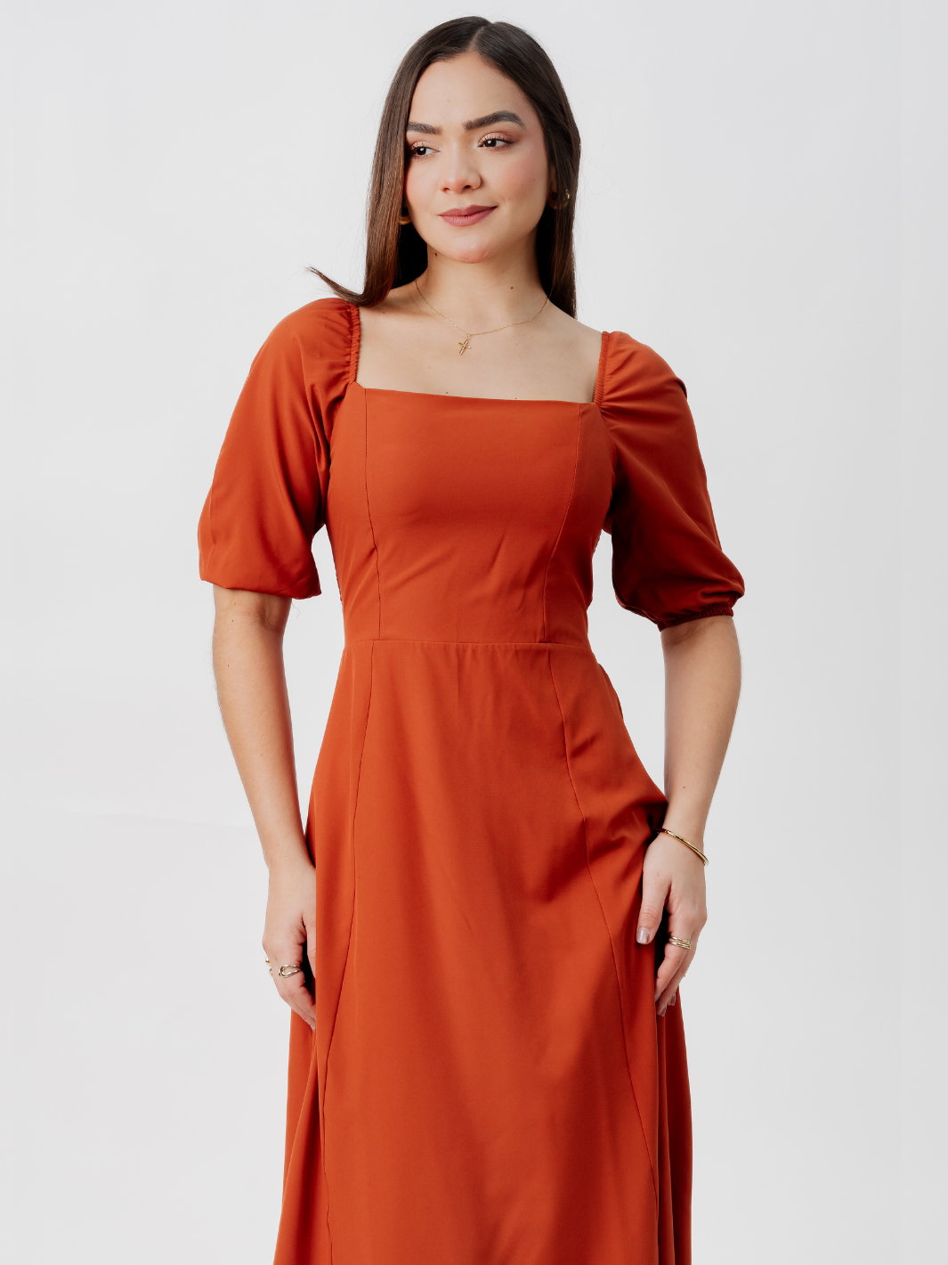 VESTIDO CASUAL LARGO ALONDRA RUST