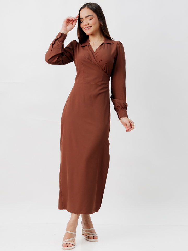 VESTIDO ENVOLVENTE RAYZA CHOCOLATE