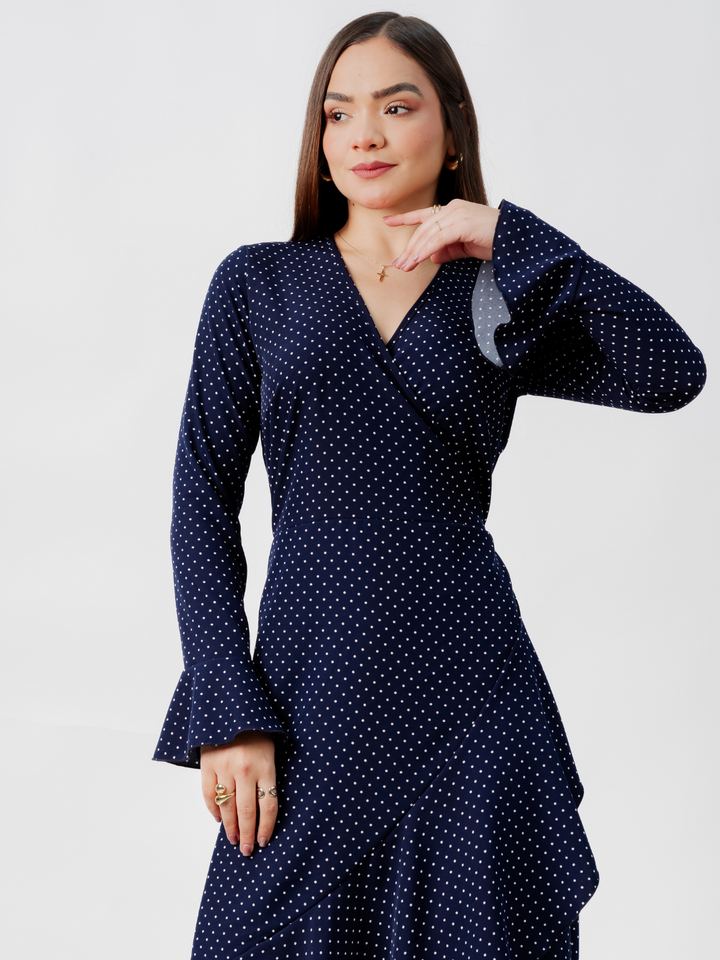 VESTIDO ENVOLVENTE MARIELLA AZUL