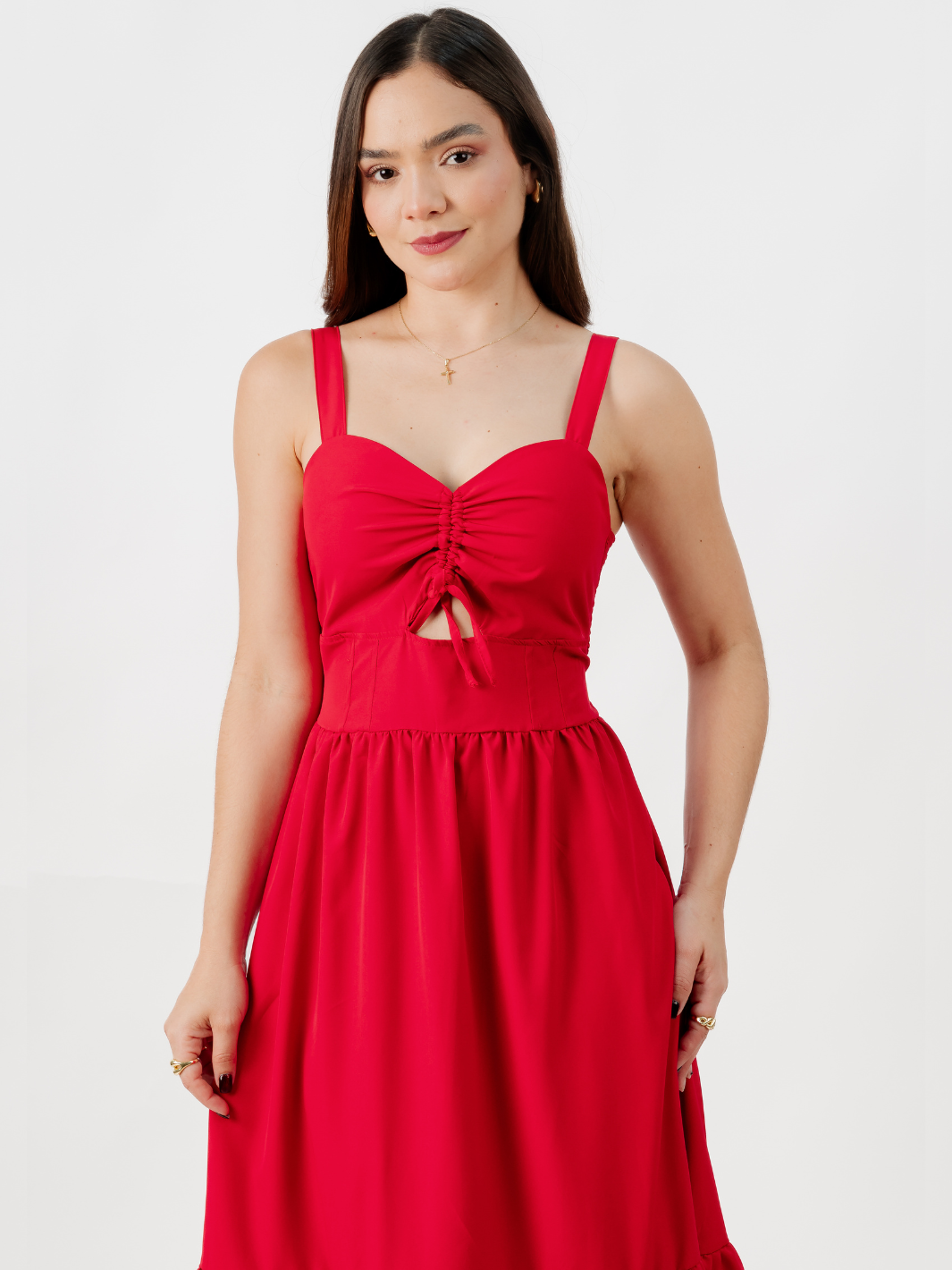 VESTIDO CASUAL LARGO EMILY ROJO