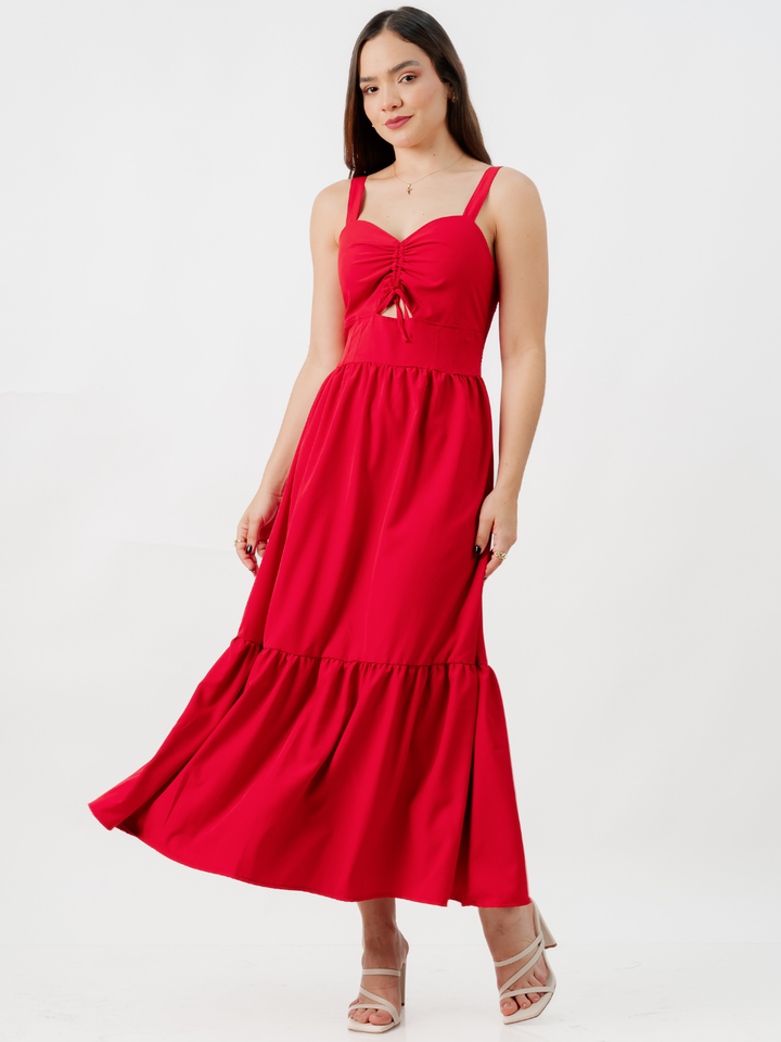 VESTIDO CASUAL LARGO EMILY ROJO