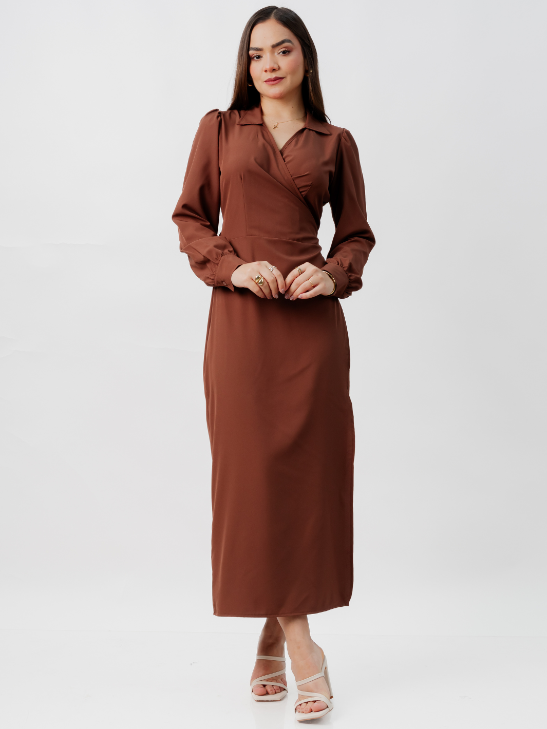 VESTIDO ENVOLVENTE RAYZA CHOCOLATE