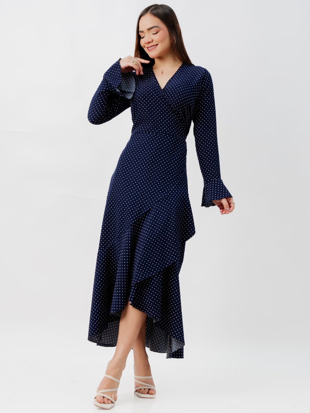 VESTIDO ENVOLVENTE MARIELLA AZUL