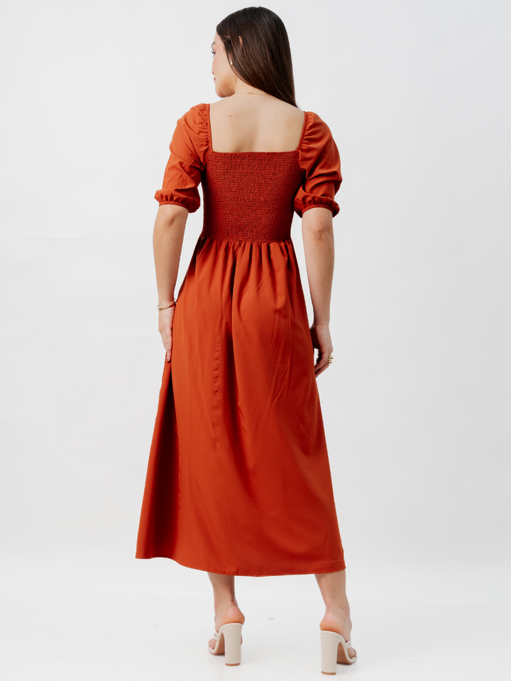 VESTIDO CASUAL LARGO ALONDRA RUST
