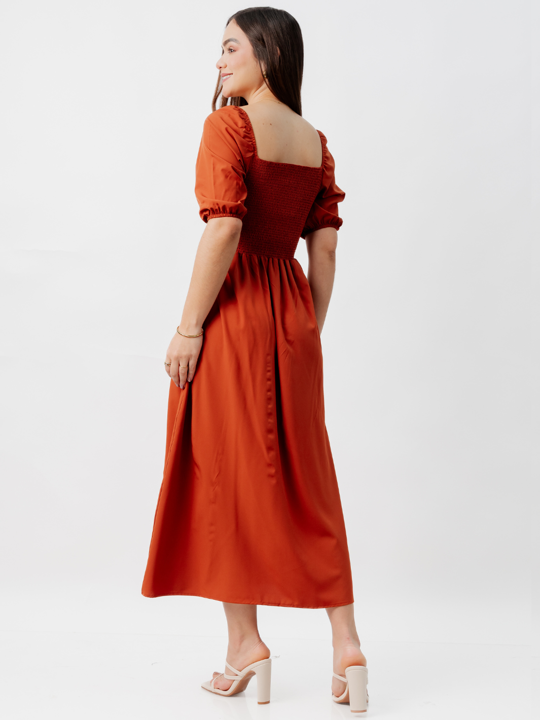 VESTIDO CASUAL LARGO ALONDRA RUST