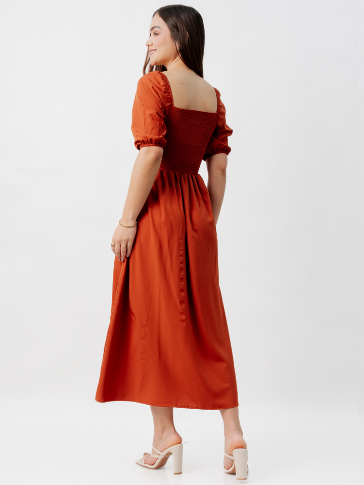 VESTIDO CASUAL LARGO ALONDRA RUST