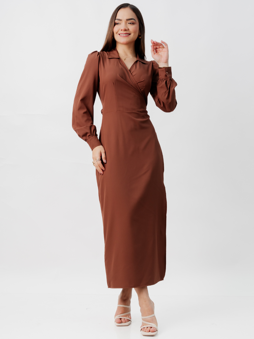 VESTIDO ENVOLVENTE RAYZA CHOCOLATE