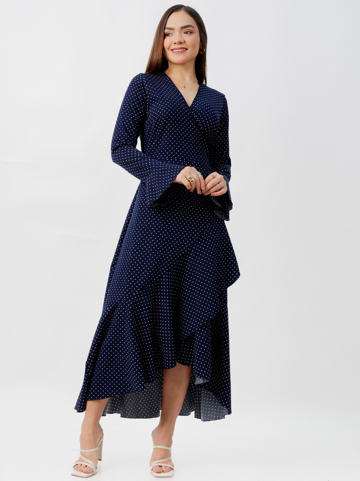 VESTIDO ENVOLVENTE MARIELLA AZUL