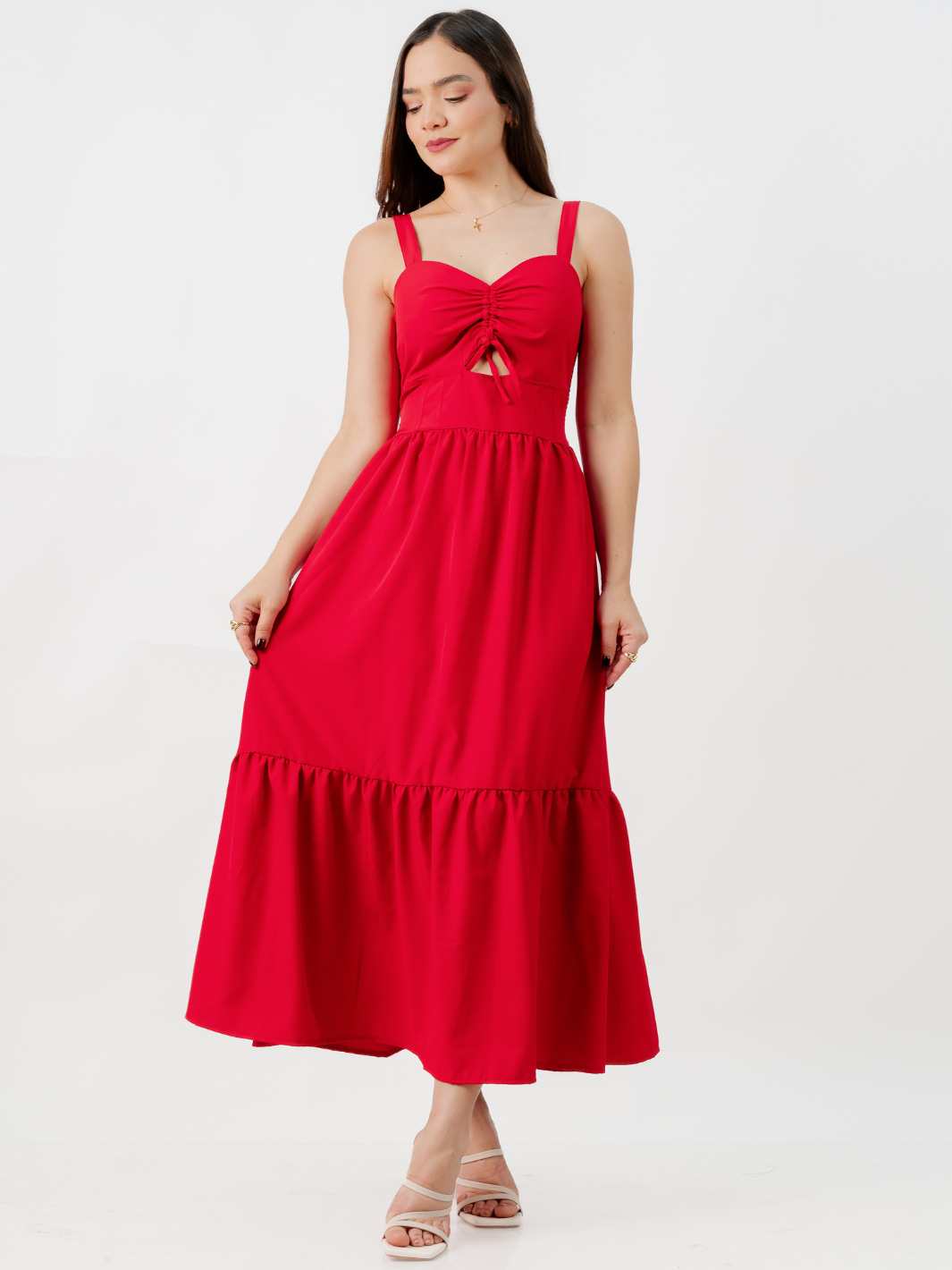 VESTIDO CASUAL LARGO EMILY ROJO