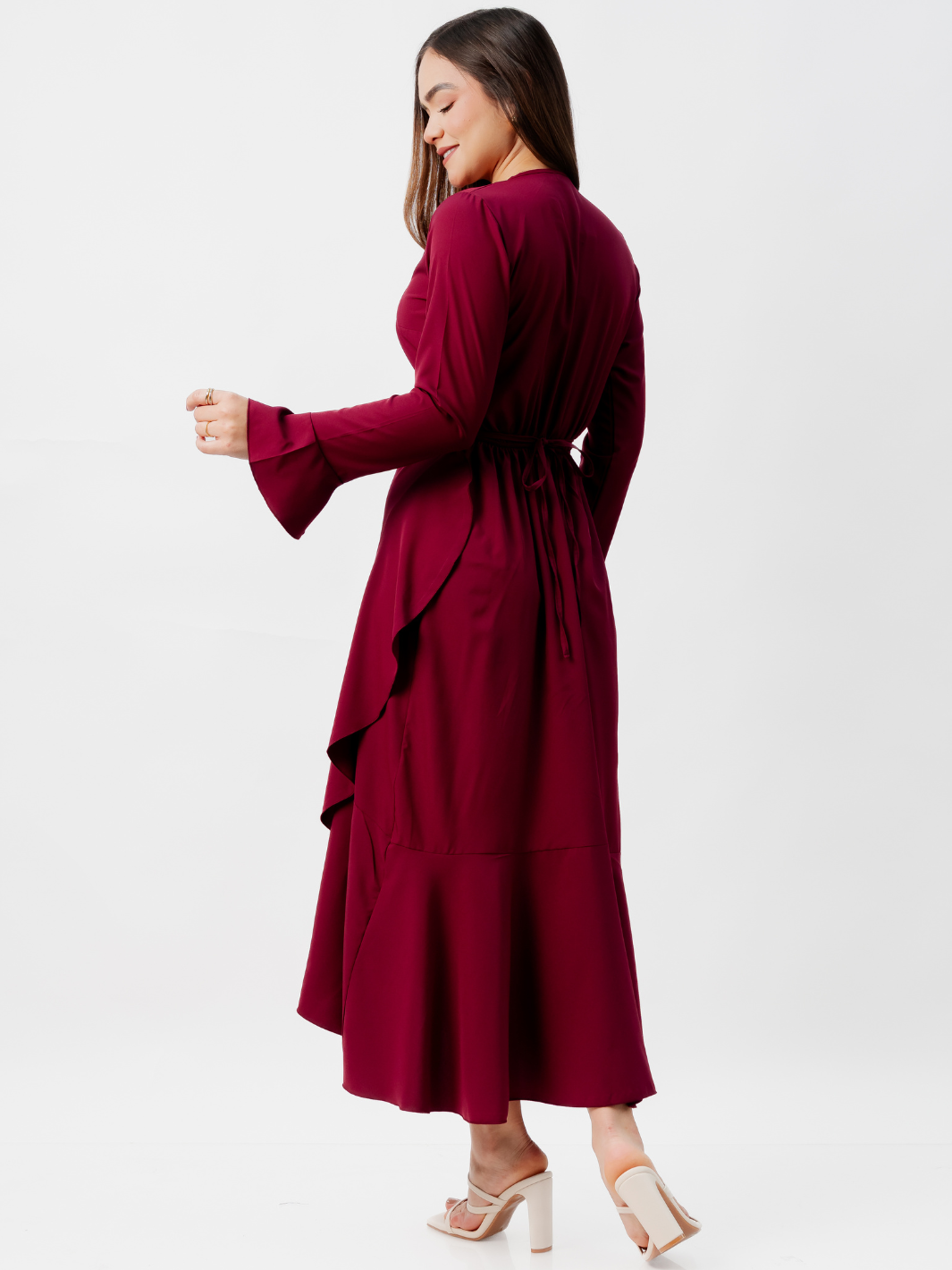 VESTIDO ENVOLVENTE MARIELLA VINO