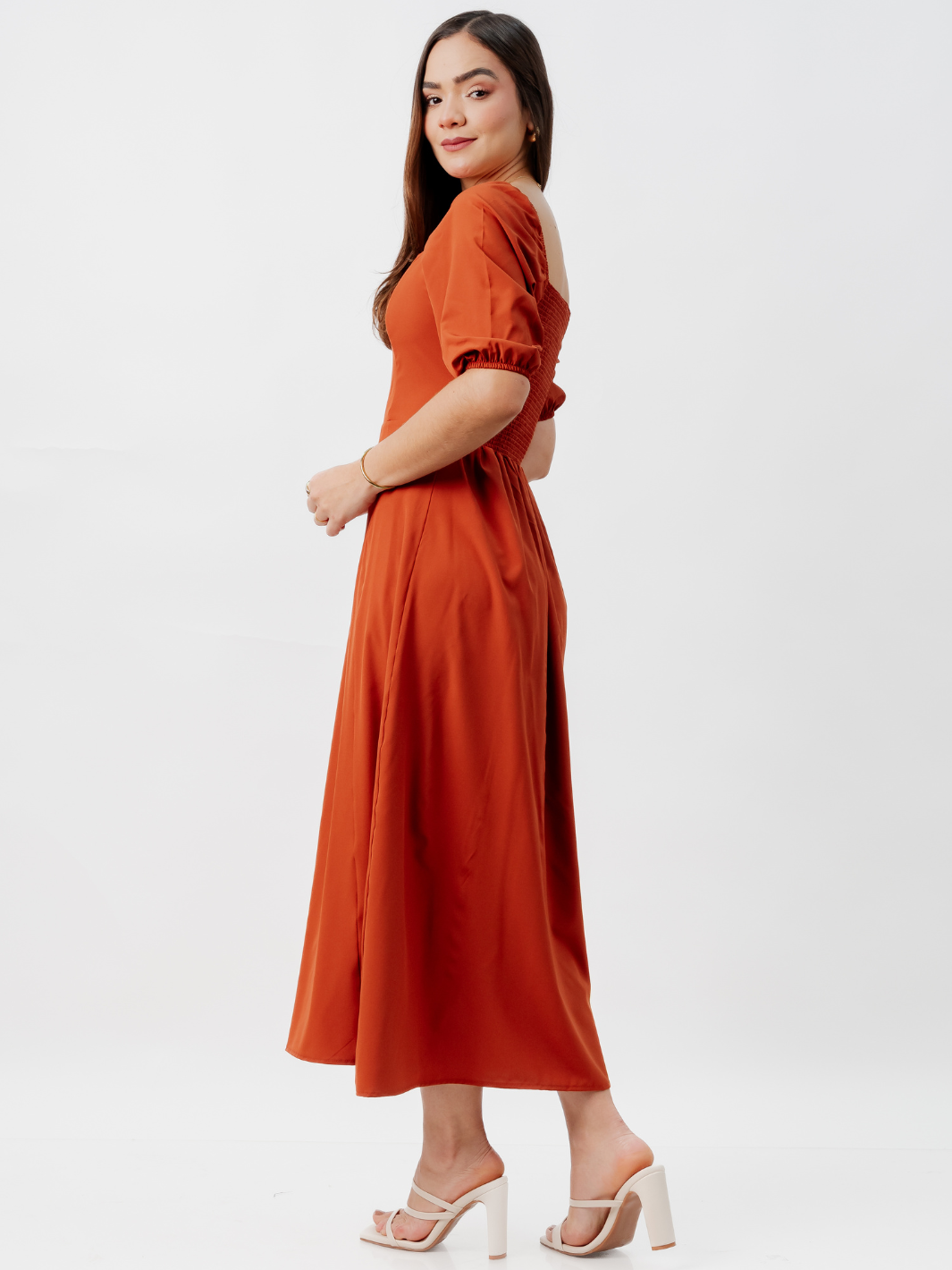VESTIDO CASUAL LARGO ALONDRA RUST