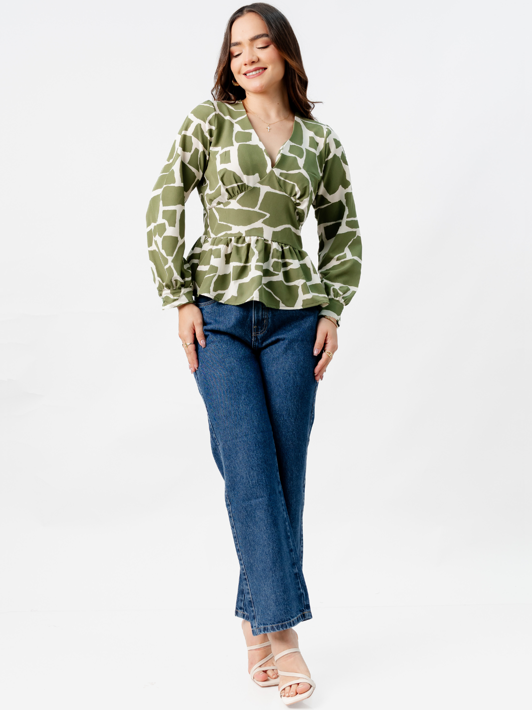 BLUSA PEPLUM MANGA LARGA BEATRIZ VERDE