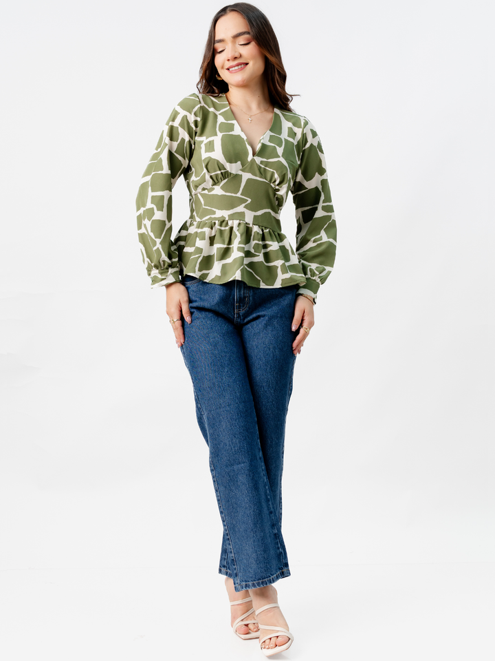 BLUSA PEPLUM MANGA LARGA BEATRIZ VERDE